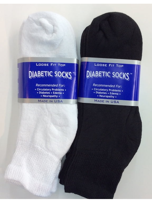 Creswell 18 Pairs of Mens Black and White Diabetic Ankle Socks 10-13 Size