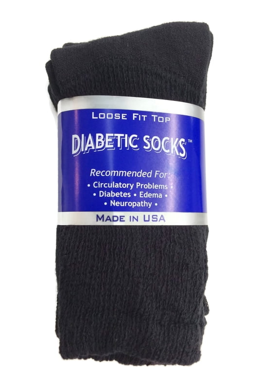 Creswell 3 Pairs Of Mens Black Diabetic Crew Socks 13-15 King Size