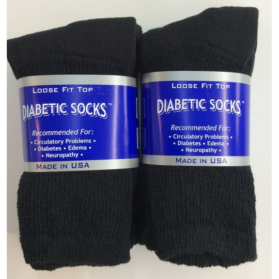 Creswell 6 Pairs Of Mens Black Diabetic Crew Socks 13-15 King Size