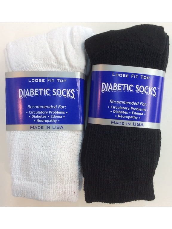 Creswell 6 Pairs Of Mens White And Black Diabetic Crew Socks 13-15 King Size