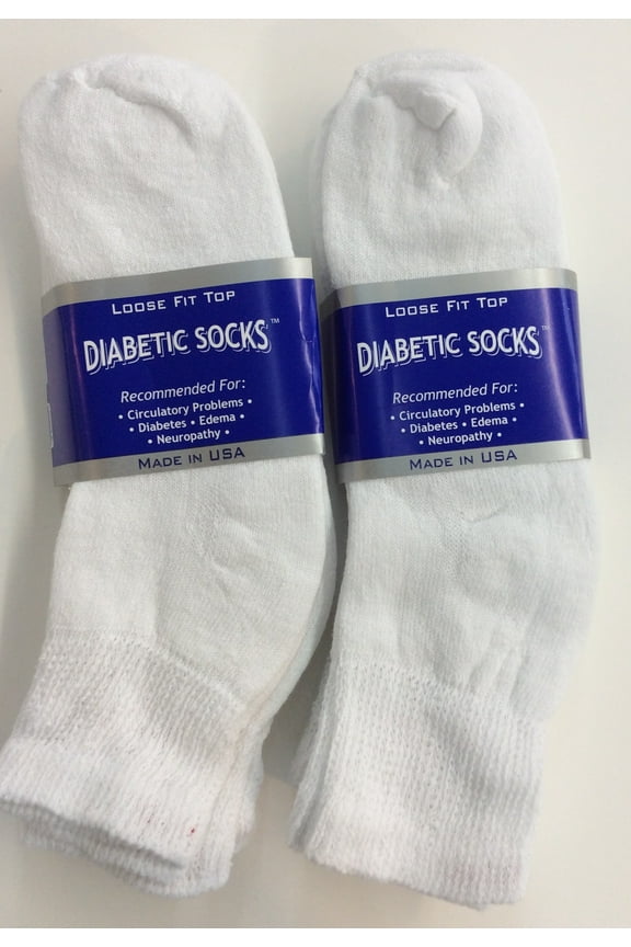 Creswell 6 Pairs White Diabetic Ankle Socks 9-11 Size