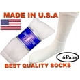 thumbnail image 1 of Creswell 6 Pairs White Diabetic Crew Socks 10-13 Size MADE IN U.S.A, 1 of 4