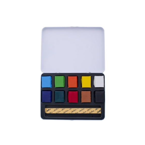 Cretacolor Aqua Brique Watercolor Block 10-Color Tin Set, Aqua Brique 10 Color Set