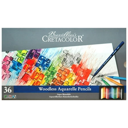Cretacolor Aqua Monolith Woodless Watercolor Pencil Set, 36-Color Set