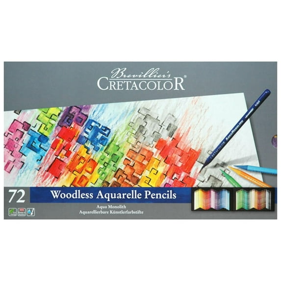Cretacolor Aqua Monolith Woodless Watercolor Pencil Set, 72-Color Set