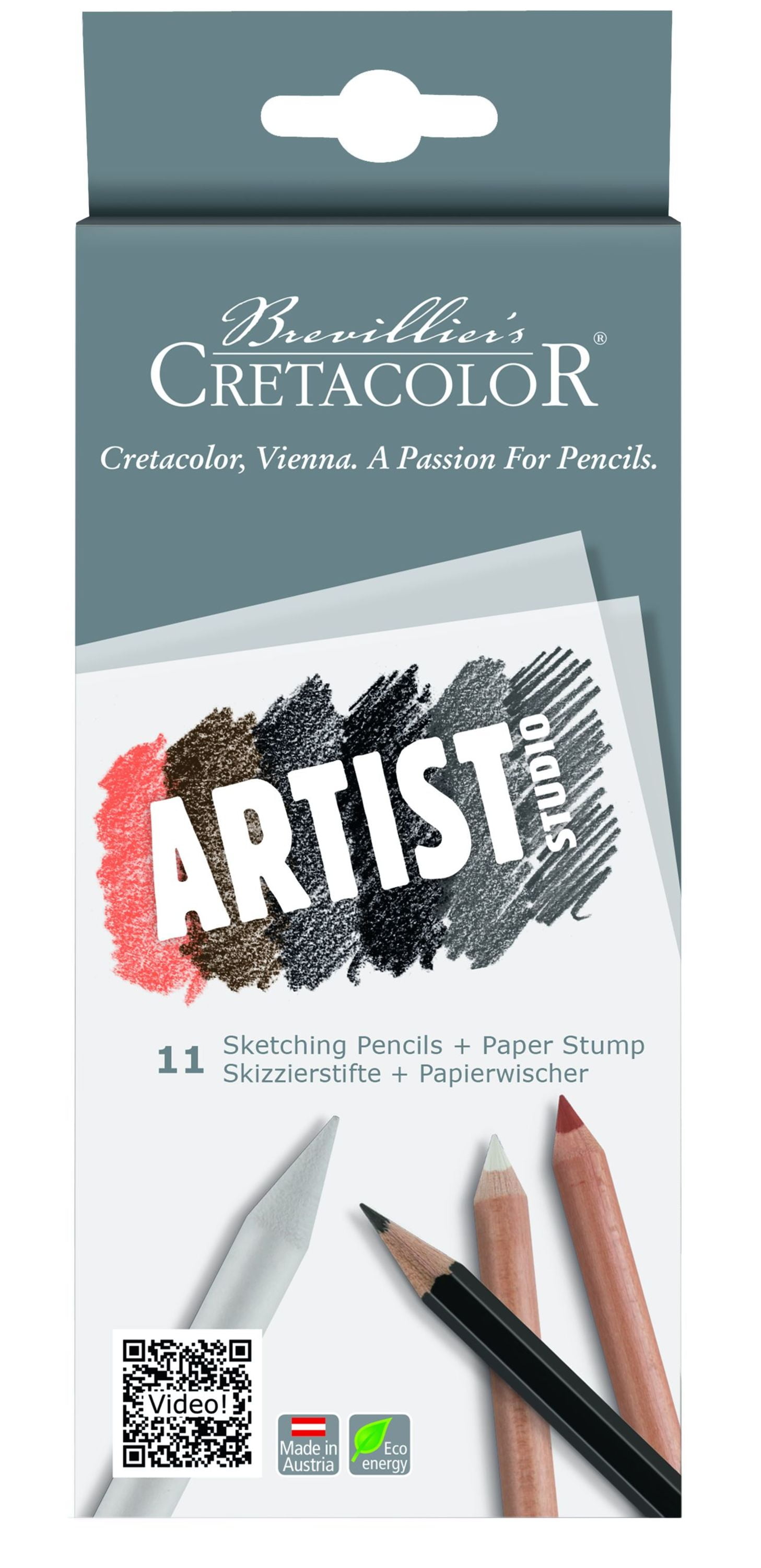 Cretacolor Artists Studio Line Drawing 101 Set, Artist Studio 11 Sketching Pencils & Paper Stump