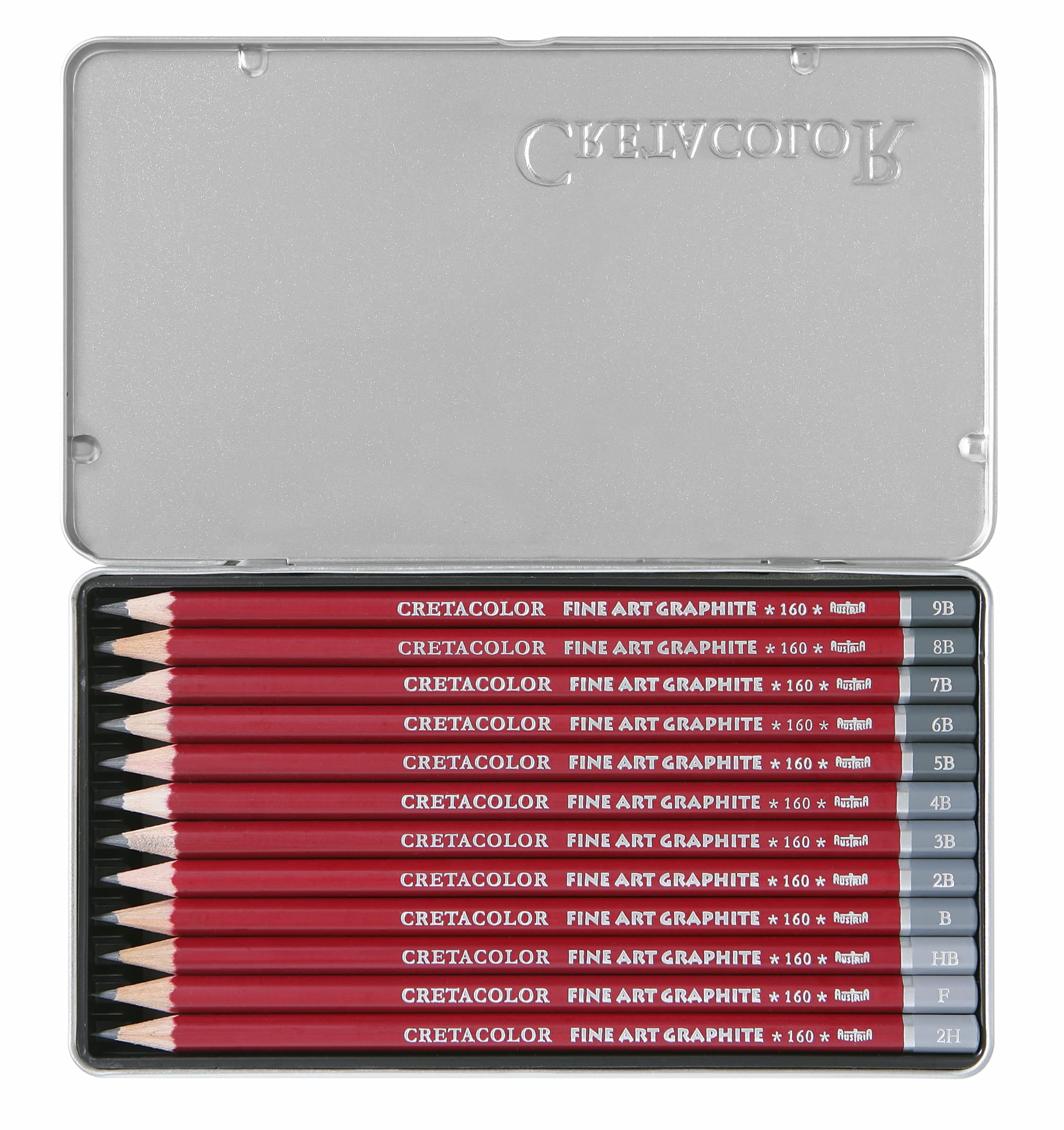 Cretacolor Fine Art Graphite Tin Set, Red Graphite Pencil Tin Set
