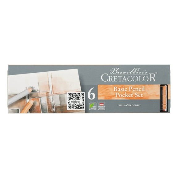 Cretacolor Primo Drawing Set, Basic Pencil Pocket Set, 6-Pencils