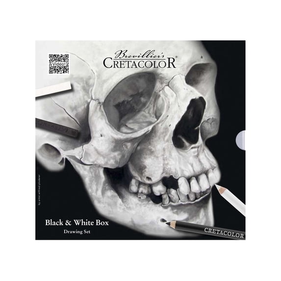 Cretacolor Skull Edition Black & White Drawing Tin Set, Set of 25