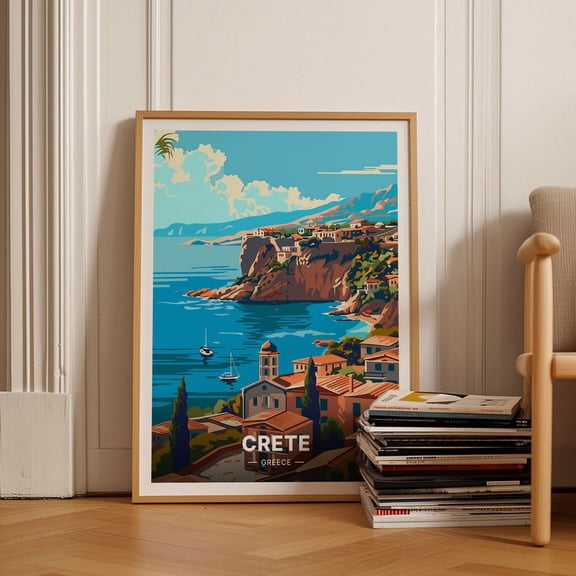 Crete Greece Coastal Village Wall Decor