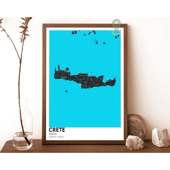 Crete Map, Crete Map Print, Crete Wall Art, Crete Travel Poster, Crete Poster, Crete Photo, Crete City Map, Crete Greece Poster Wall Art, Modern Wall Decor, 8x12 UNFRAMED