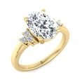 thumbnail image 1 of Crete - Moissanite Oval Cut Lab Diamond Engagement Ring with Round Side Stones, 1 of 4