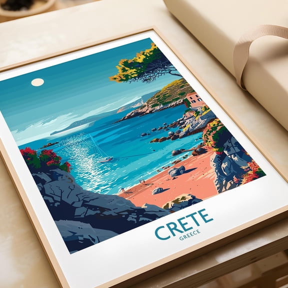 Crete Poster Crete Wall Art Print Greece Travel Poster Home Decor Crete Artwork Poster Gif