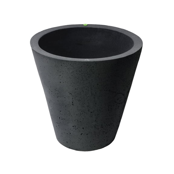 Algreen Crete 16" Self-Watering Planter, Round, Black Resin
