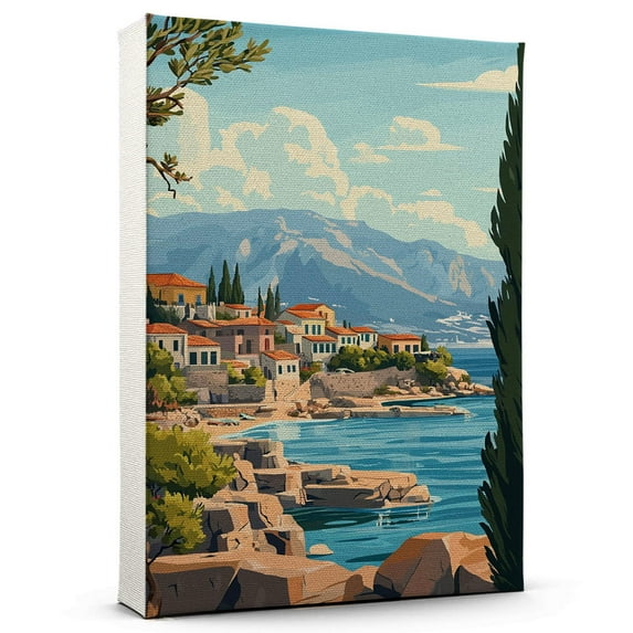 Crete Travel Canvas, Vintage City Canvas Greece Canvas Wall Art, Crete Canvas Colorful, Greece Picture Canvas - 104AZ350