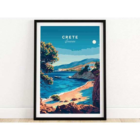 Crete Travel Print Crete Wall Art Print Greece Travel Poster Home Decor Crete Artwork Post