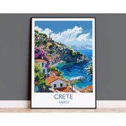 Crete Travel Print, Travel Poster of Crete, Greece Gift, Greek Islands Art Lovers Gift, Crete Gift Art, Wall Art Print, 12x18 UNFRAMED
