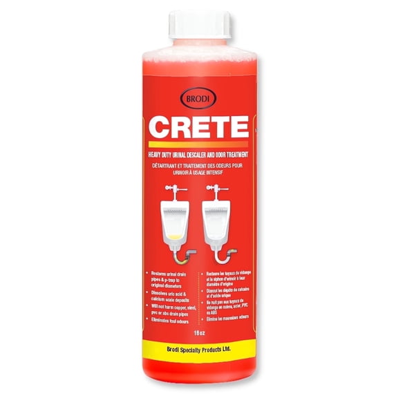 Crete Urinal Drain Cleaner, Restores Pipes to Original Diameter, Urinal Descaler & Deodorizer, Safe for Pipes, 16 oz, Pack of 1