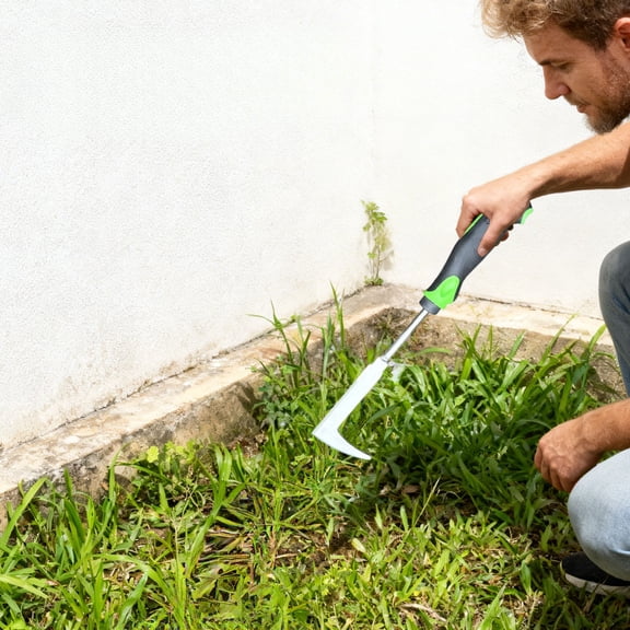 Crevice Weeding Tool Stainless Steel, 13 Inch Multi Function Garden Edger, Green Handle Yard Surface Care, Thickened Solid Body Construction, Patio Driveway Crack Weed Remover