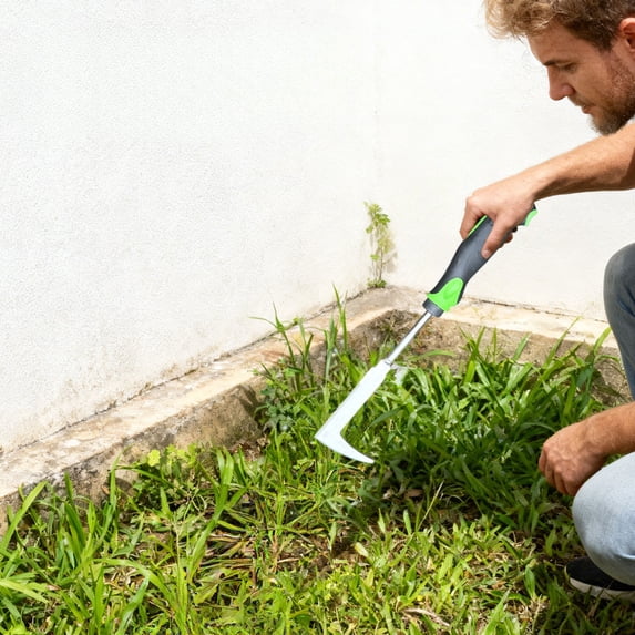 Crevice Weeding Tool Stainless Steel, 13 Inch Multi Function Garden Edger, Green Handle Yard Surface Care, Thickened Solid Body Construction, Patio Driveway Crack Weed Remover