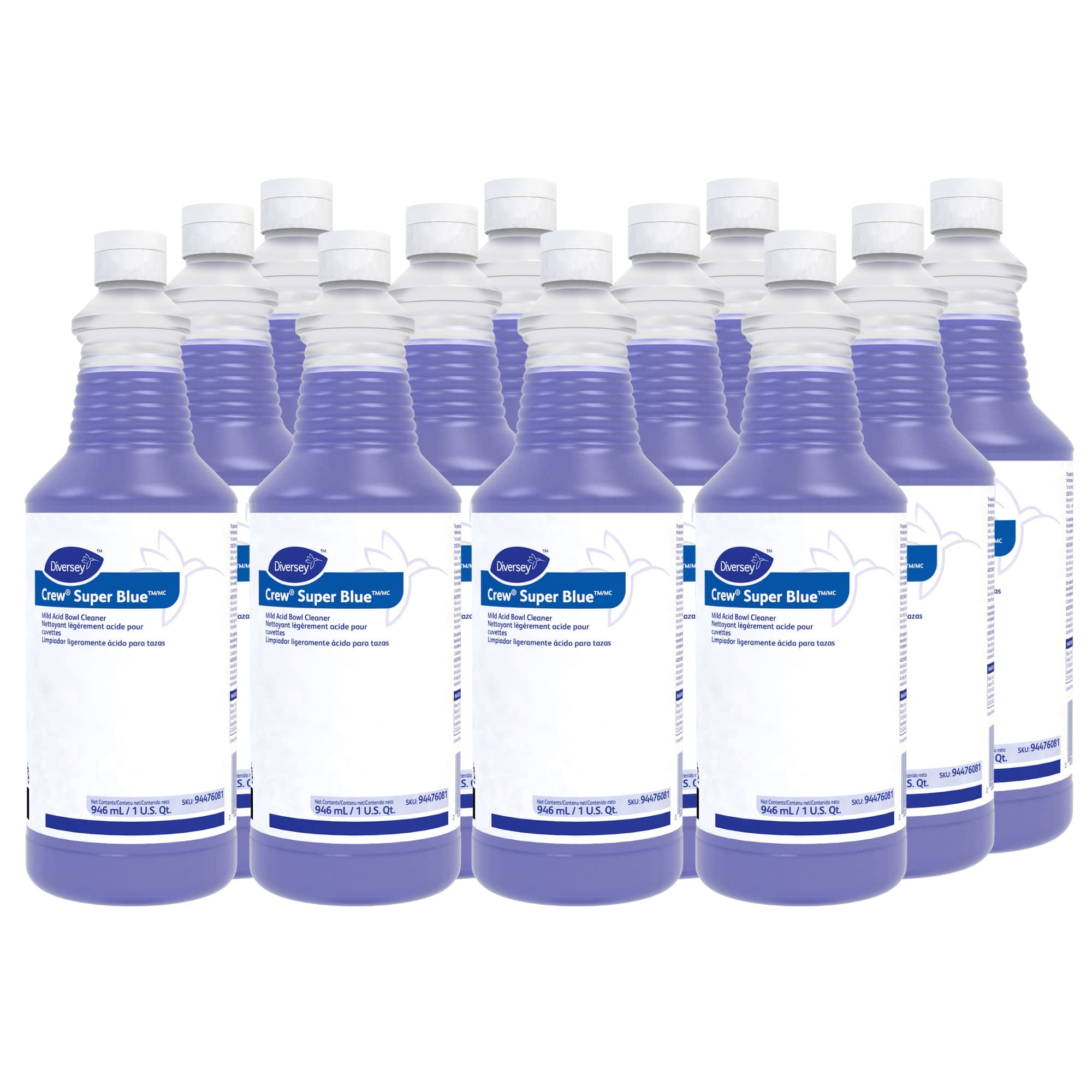 Crew 94476081 Super Blue Mild Acid Toilet Bowl Cleaner, Removes Rust, Scale & Stains, Citrus