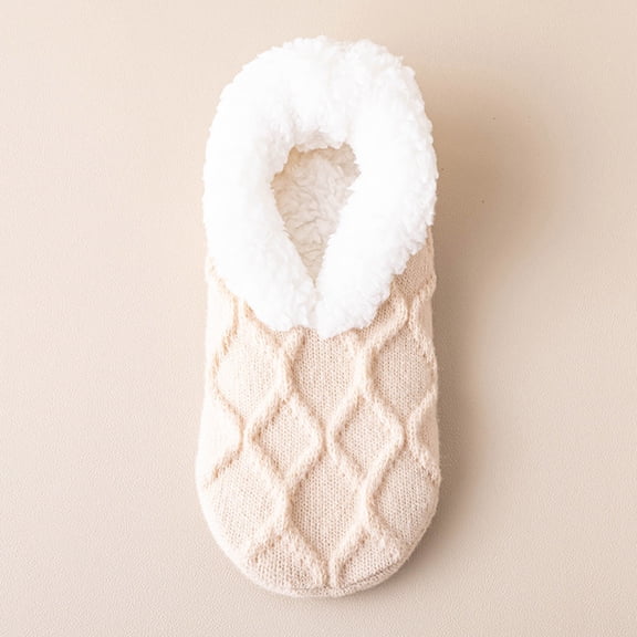 Crew Athletic Socks Women Slipper Socks, Non Slip Soft Knit Breathable Indoor Shoes Home Ankle Sock, Winter Gifts Beige One Size