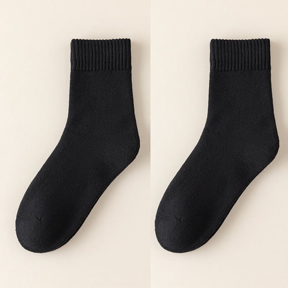 Crew Athletic Socks Women's Winter Mid Tube Socks with Fleece for Warmth and Cold Protection Fleece Socks Black One Size