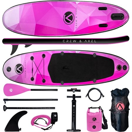 Crew Axel Inflatable Paddle Board 10’33’6” (18lb) SUP Kit Includes Paddle Pump Bag Shiny Pink