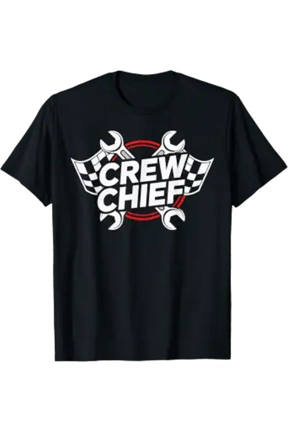 Crew Chief Racing Pit Crew Wrenches Checkered Flag T-Shirt