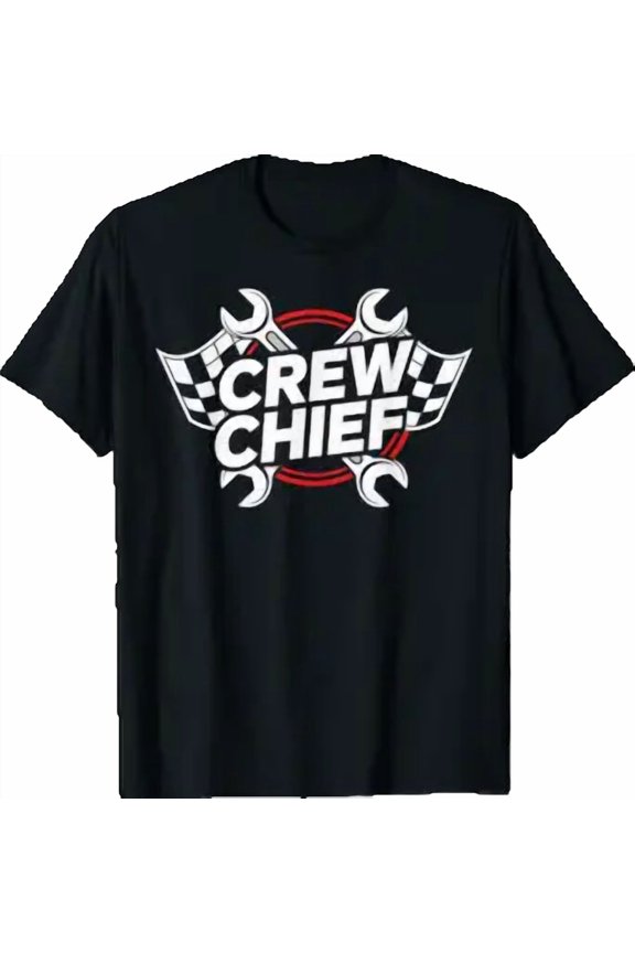 Crew Chief Racing Pit Crew Wrenches Checkered Flag T-Shirt