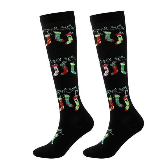 Crew Christmas Socks for Women Compression Socks Calf Knee High Christmas Print Socks Warm Pressure Stockings Fun Holiday Socks