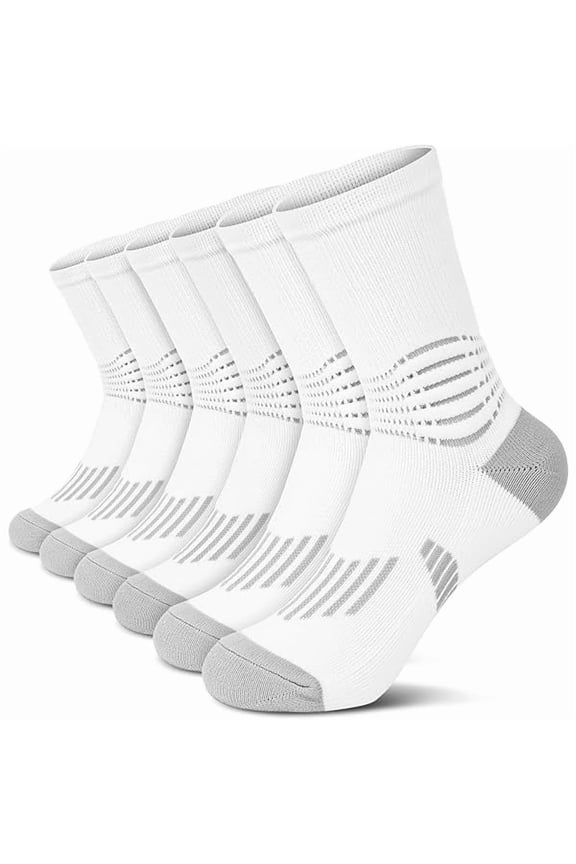 Crew Compression Socks for Women Men with Ankle Arch Support Plantar Fasciitis Relief 3/6 Pairs