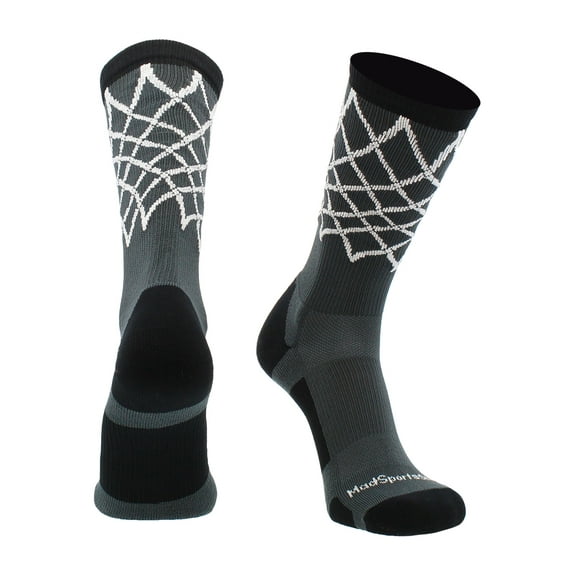 Crew Length Elite Basketball Socks with Net (Graphite/Black, Medium)