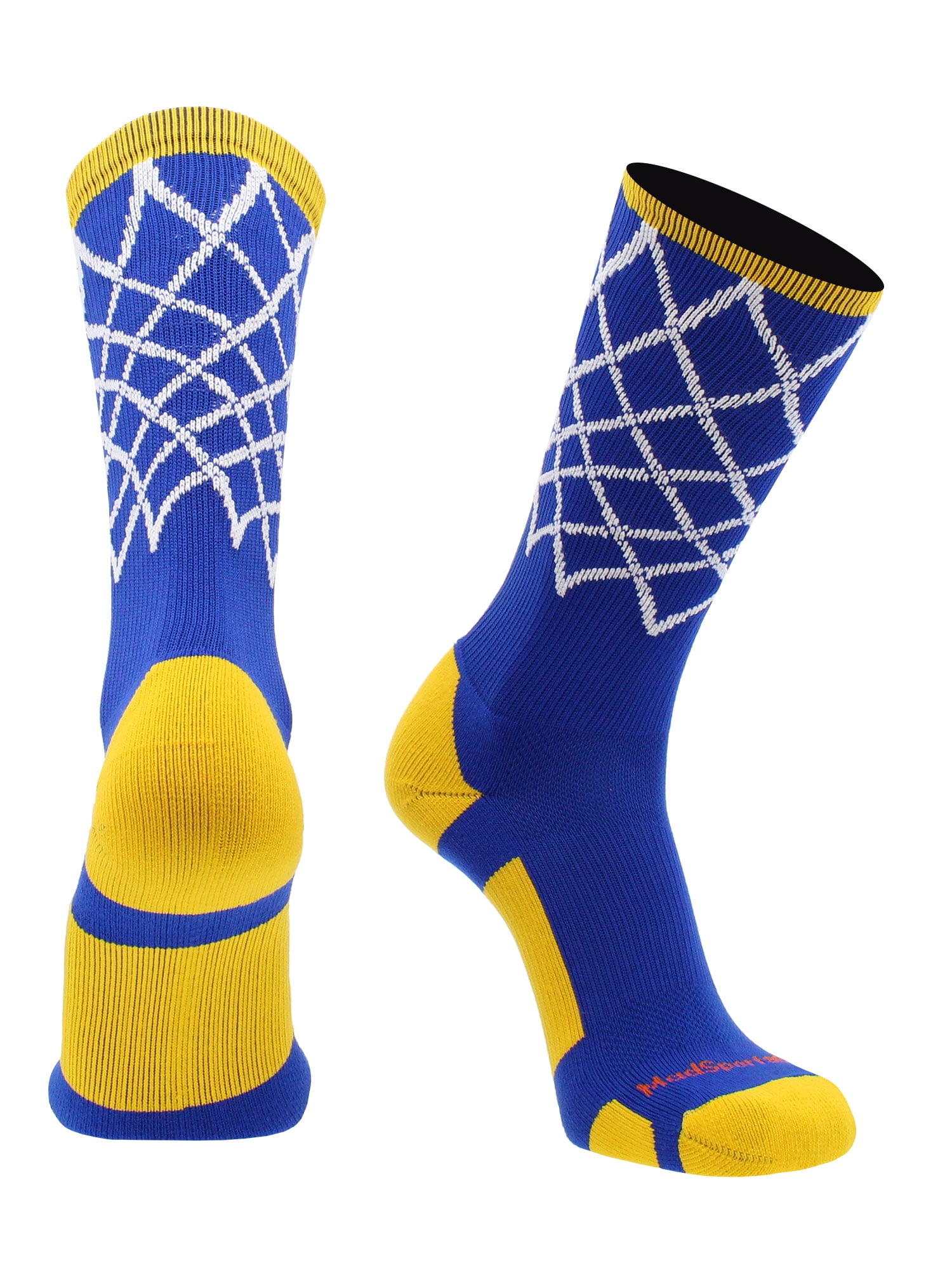 Crew Length Elite Basketball Socks with Net (Royal/Gold, Large ...