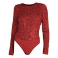 thumbnail image 1 of Crew Neck Bodysuit for Women Second-skin Feel Thong T-shirt Body Suits Tops, 1 of 9