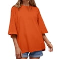 thumbnail image 1 of Crew Neck Half Sleeve Women Loose Solid Color T-shirt Tops, 1 of 6