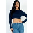 thumbnail image 1 of Crew Neck Long Sleeve Cropped Top, 1 of 2