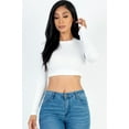 thumbnail image 1 of Crew Neck Long Sleeve Cropped Top, 1 of 2