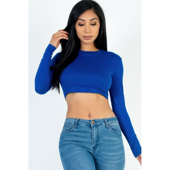 Crew Neck Long Sleeve Cropped Top