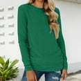 thumbnail image 1 of Crew Neck Long Sleeve Shirts For Women Comfortable Loose Crew Neck Solid Color Tunic Tops Lightweight Fall Basic Blouses Vacation Clothes Green S, 1 of 7