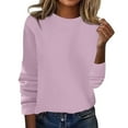 thumbnail image 1 of Crew Neck Long Sleeve Soft Pullover Sweater Women's Sweater Purple S, 1 of 5