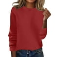thumbnail image 1 of Crew Neck Long Sleeve Soft Pullover Sweater Women's Sweater Red 2XL, 1 of 4