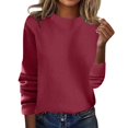 thumbnail image 1 of Crew Neck Long Sleeve Soft Pullover Sweater Women's Sweater Watermelon Red L, 1 of 4