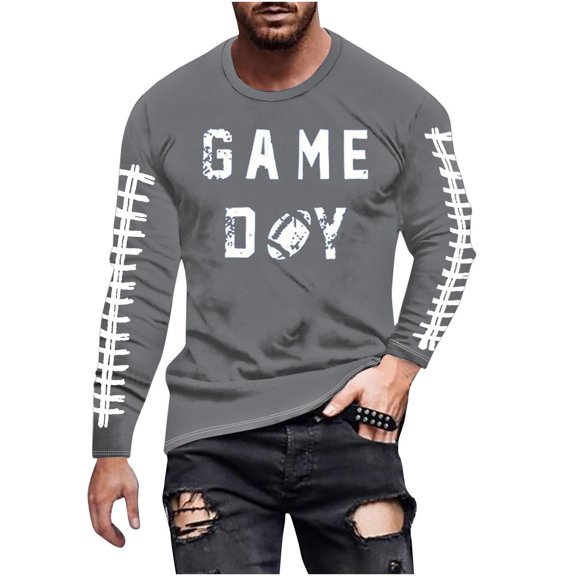 Crew Neck Mens Tops Graphic Long Sleeve Loose Pullover Sweatshirt for Men Fashion Fall Casual Loose Basic Shirt (Gray 4XL)