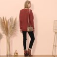 thumbnail image 1 of Crew Neck Mixed Knit Pattern Zipper Slit Long Sleeve Sweater, 1 of 3