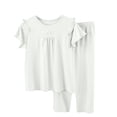 thumbnail image 1 of Crew Neck Modal Tops Sets for Children Boy Girl Sleeveless Short Sleeve Match Thin Goddess Cami Tank Renaissance Top T Shirts Loungewear Sets Child 2026 2 Years, 1 of 4