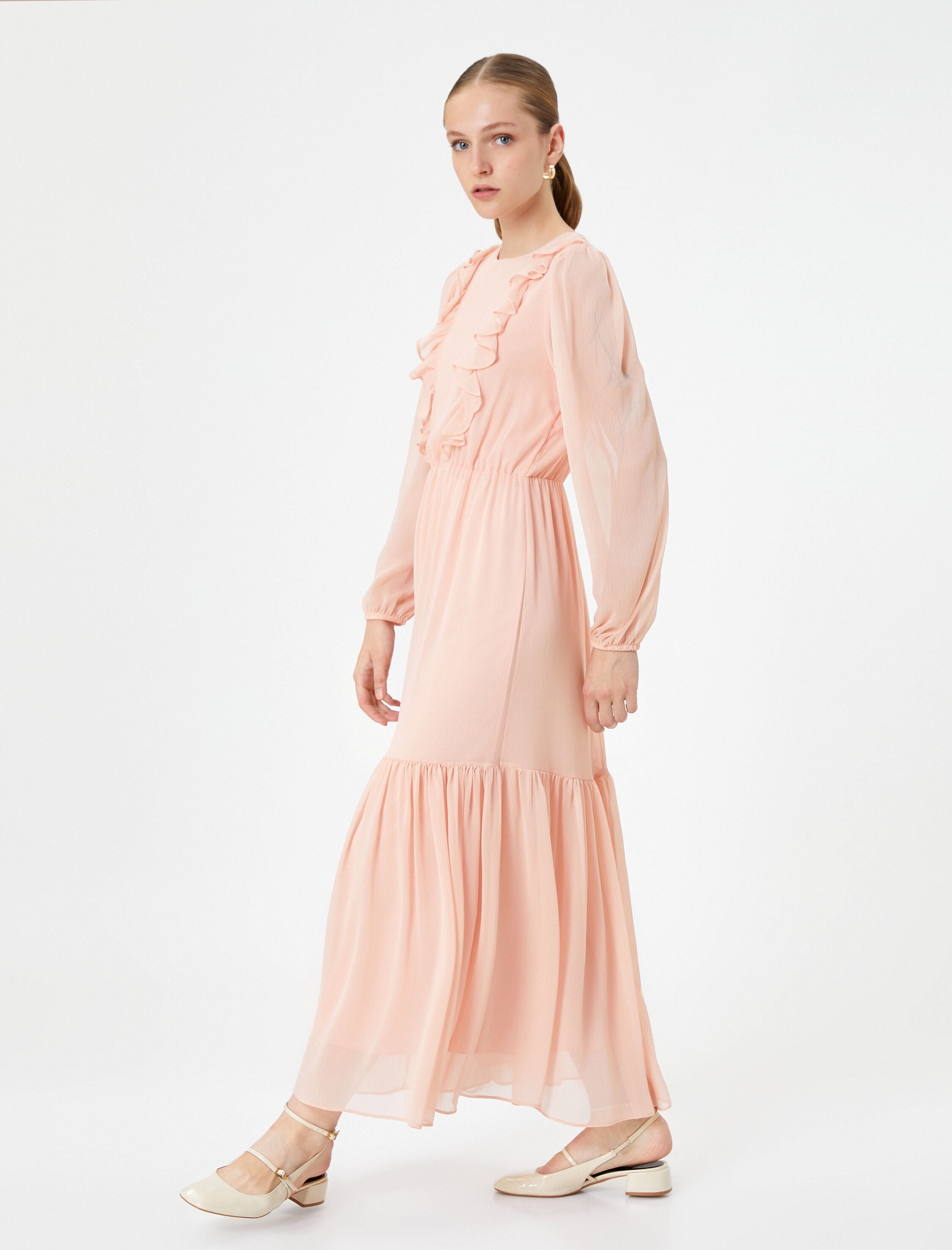Chiffon Long Sleeve Ruffled Dress main image 1