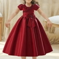 thumbnail image 1 of Crew Neck Satin Flower Girl Dress Toddler Communion Gown Formal Dresses Floral Dresses Princess Dresses Flower Children Dresses Wedding Dresses, 1 of 7