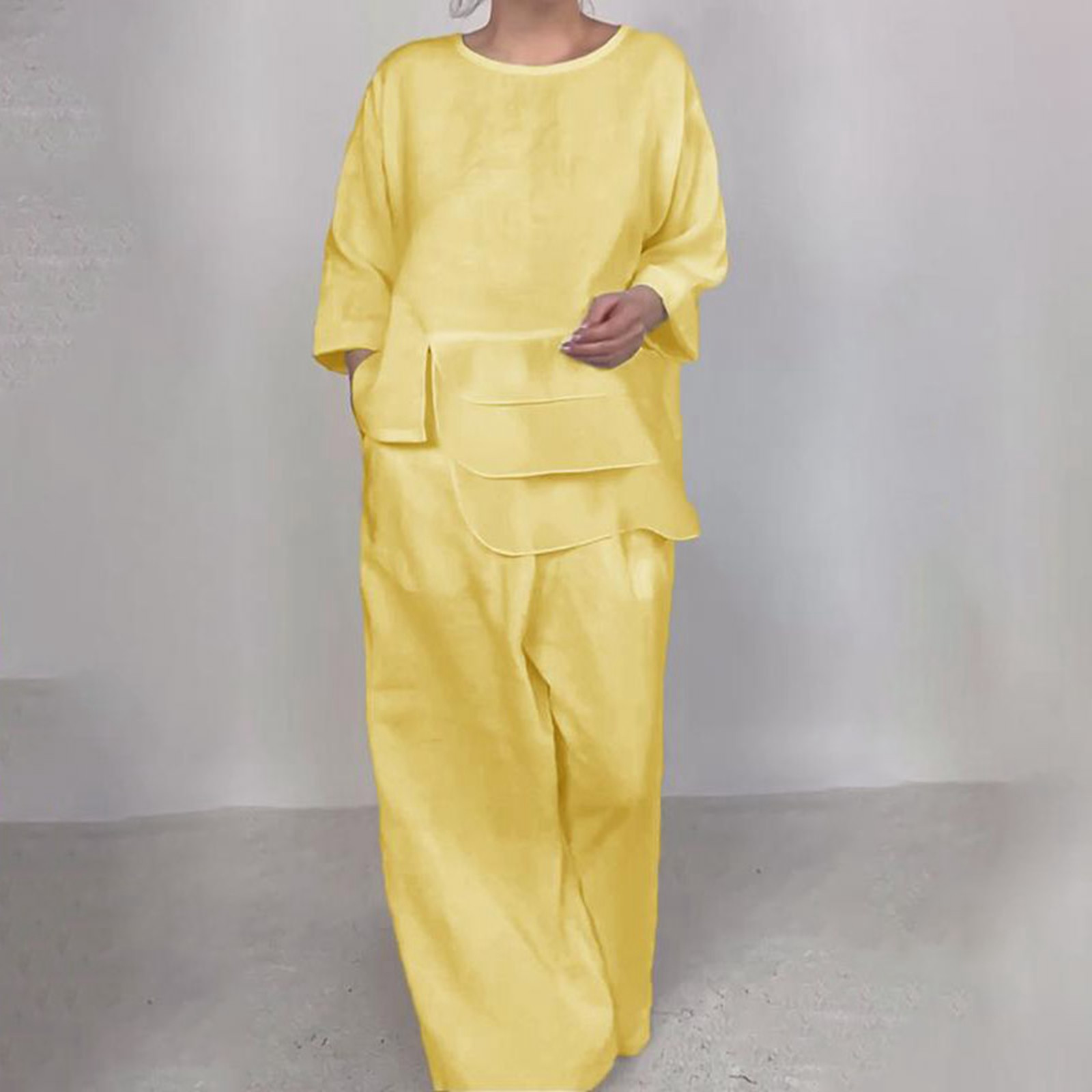 Layered Formal Long Sleeve Scoop Neckline Pantsuit Wisteria