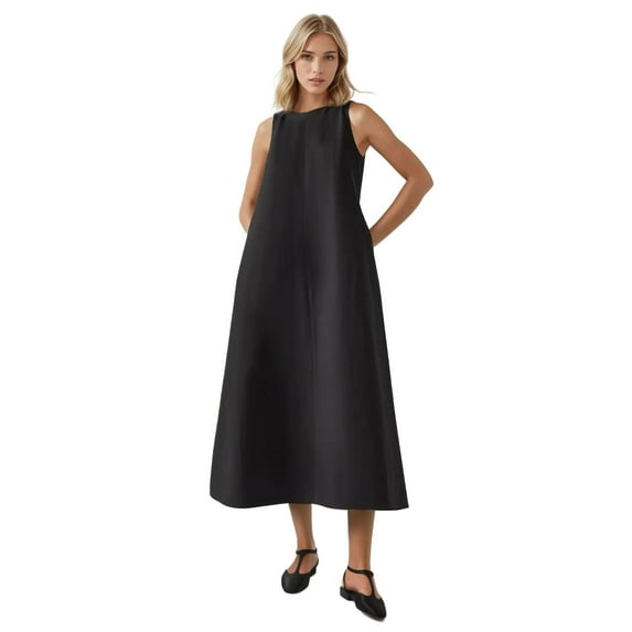 Mixray Collection Crew Neck Sleeveless A-Form Maxi Dress